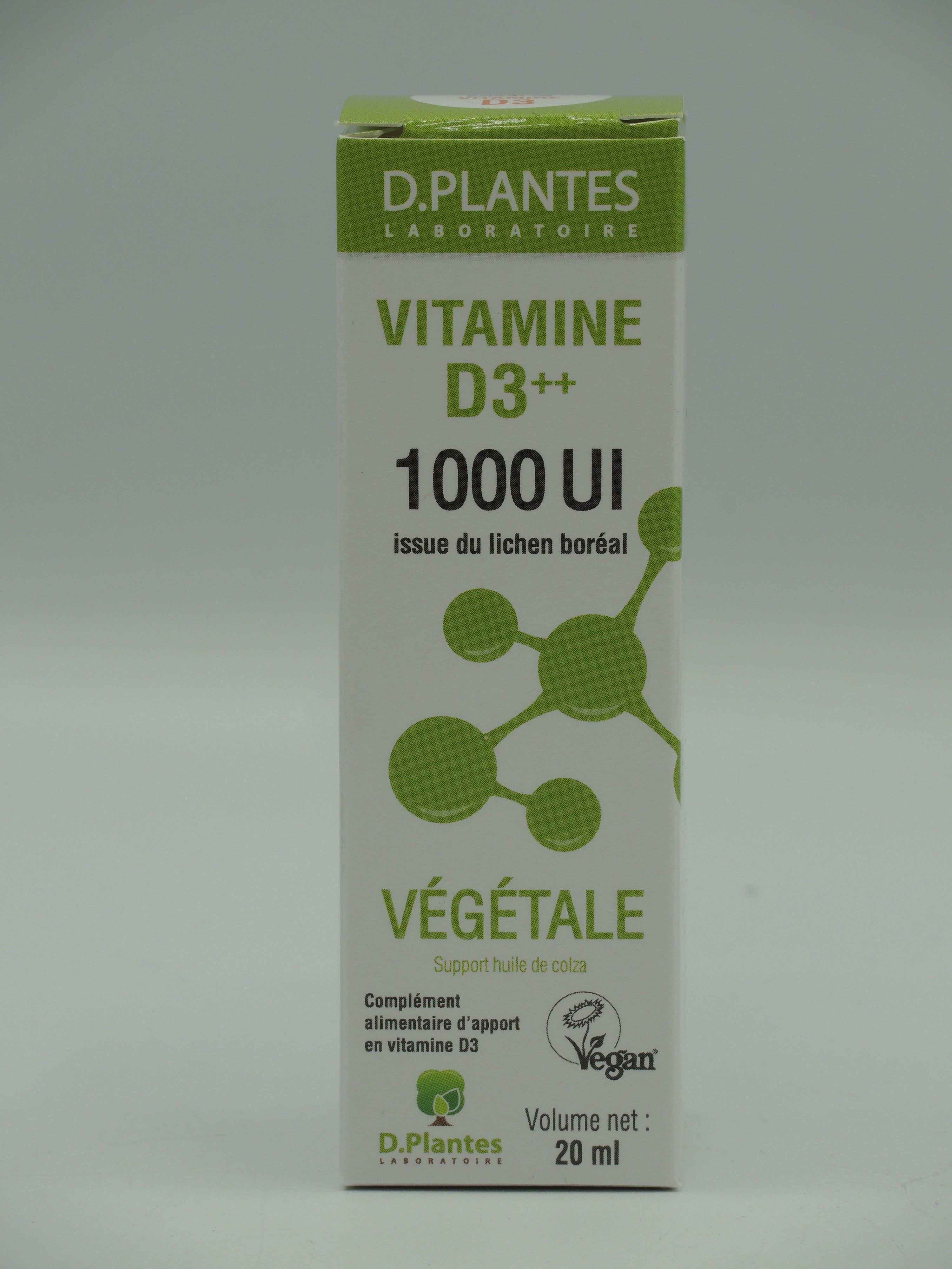 d plantes vitamine d3 VITAMINE D3++ VÉGÉTALE 1000 UI, 20ml, D.PLANTES