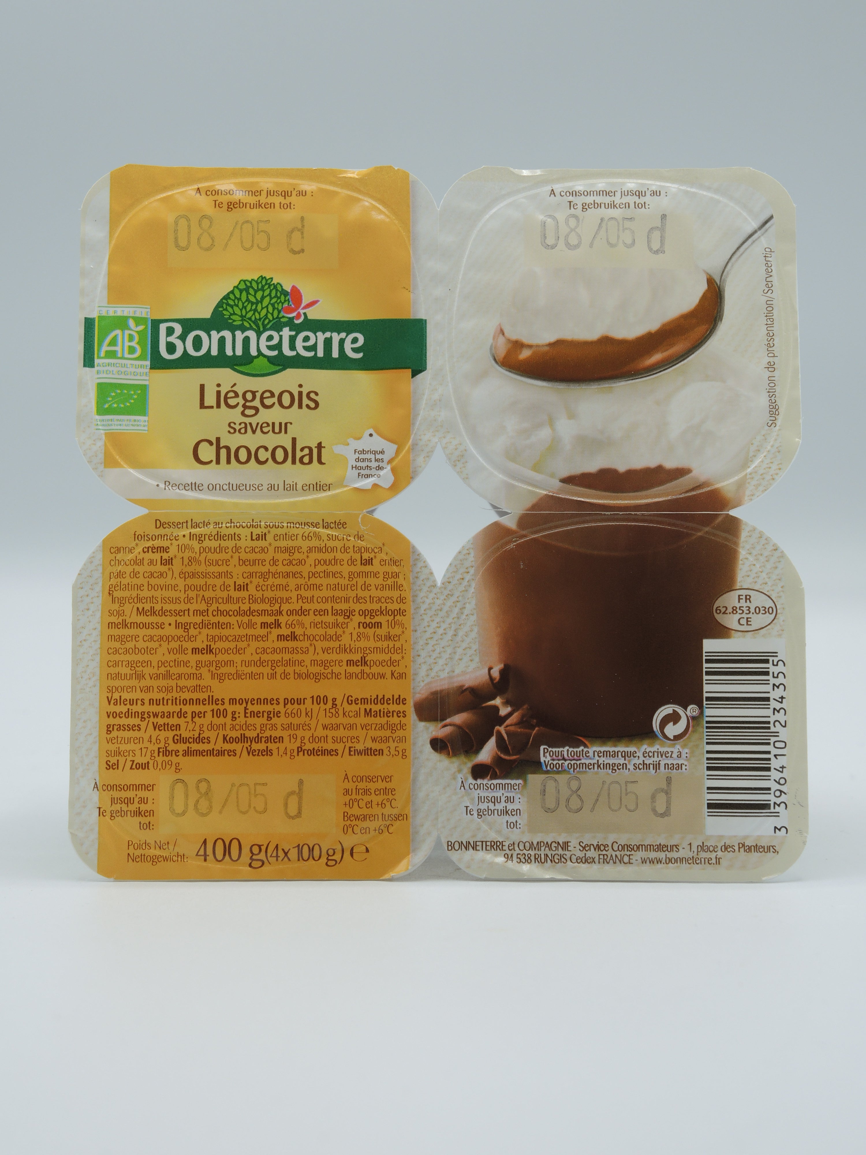 Liégeois saveur chocolat bio - Bonneterre