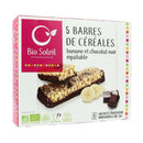 5 Barres de céréales, banane et chocolat noir equitable, Biosoleil