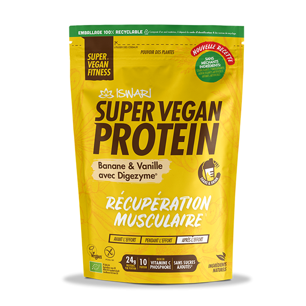 Super Vegan Protein Banane & Vanille avec DIGEZYME®, 400G, Iswari
