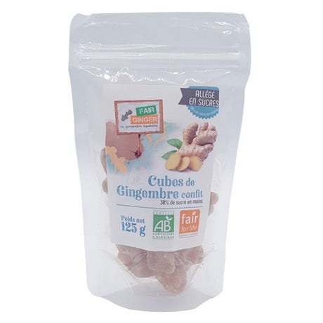 Gingembre confit allégé en sucre 125g, FAIR GINGER