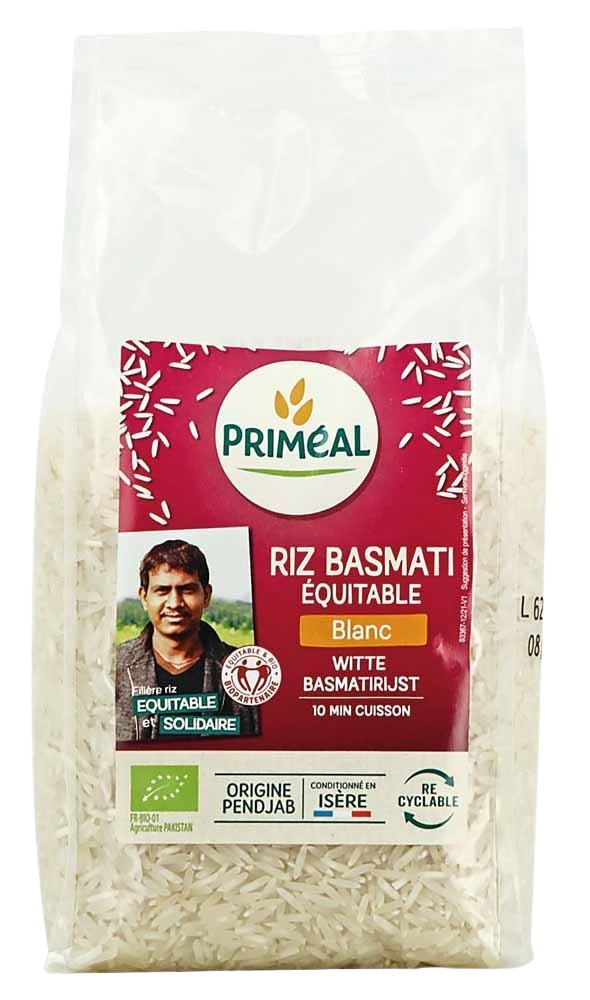 RIZ BASMATI BLANC SOBRE EN EAU, 500g, Primeal