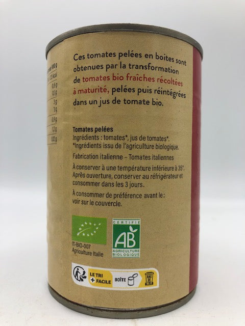 Tomates pelées bio, 400g, Le bio pour tous
