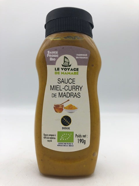Sauce miel-curry de Madras,190g, le voyage de mamabe