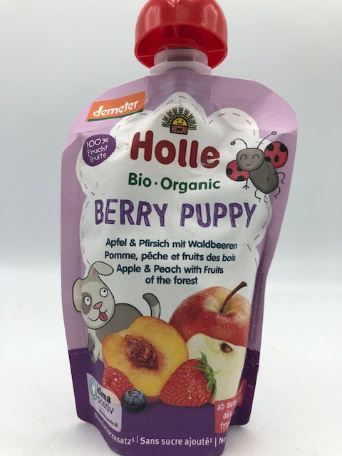Berry puppy - Gourde pomme, pêche et fruits des bois , 100g, Holle