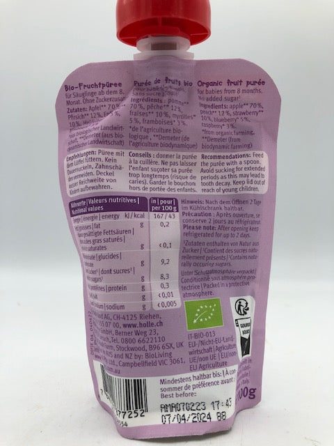 Berry puppy - Gourde pomme, pêche et fruits des bois , 100g, Holle