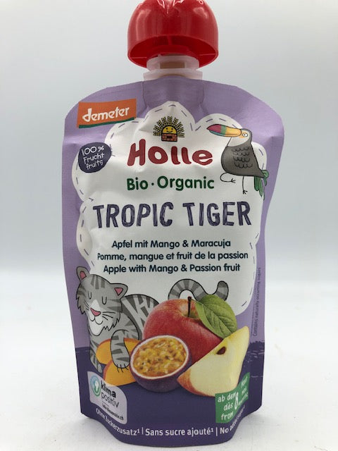 tropical tiger - Gourde pomme, mangue et fruits de la passion, 100g, Holle