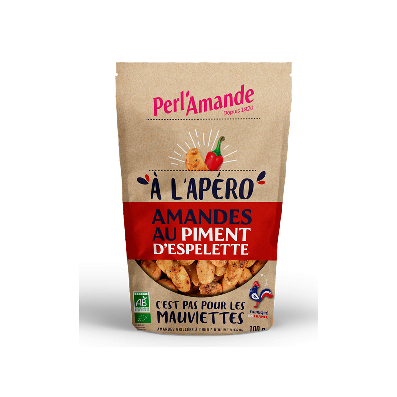 Amandes bio au piment d'Espelette AOP, 125g, Perl'Amande
