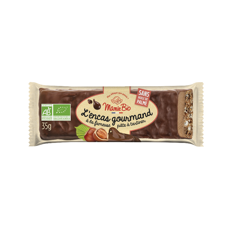 Barre chocolatée à la pâte à tartiner,35g,Mamie Bio