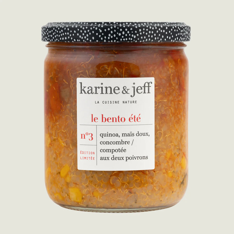 BENTO Quinoa, maïs doux, concombre / compotée aux deux poivrons, 360g, Karine & Jeff