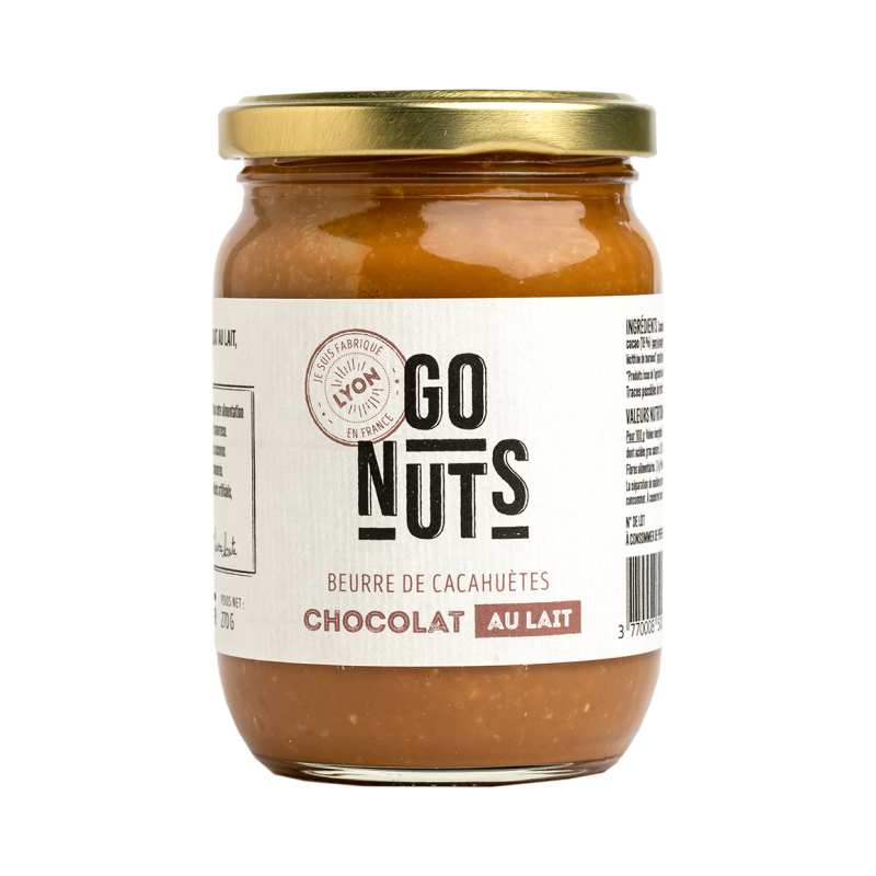 Beurre de cacahuètes chocolat au lait 270g, Go Nuts