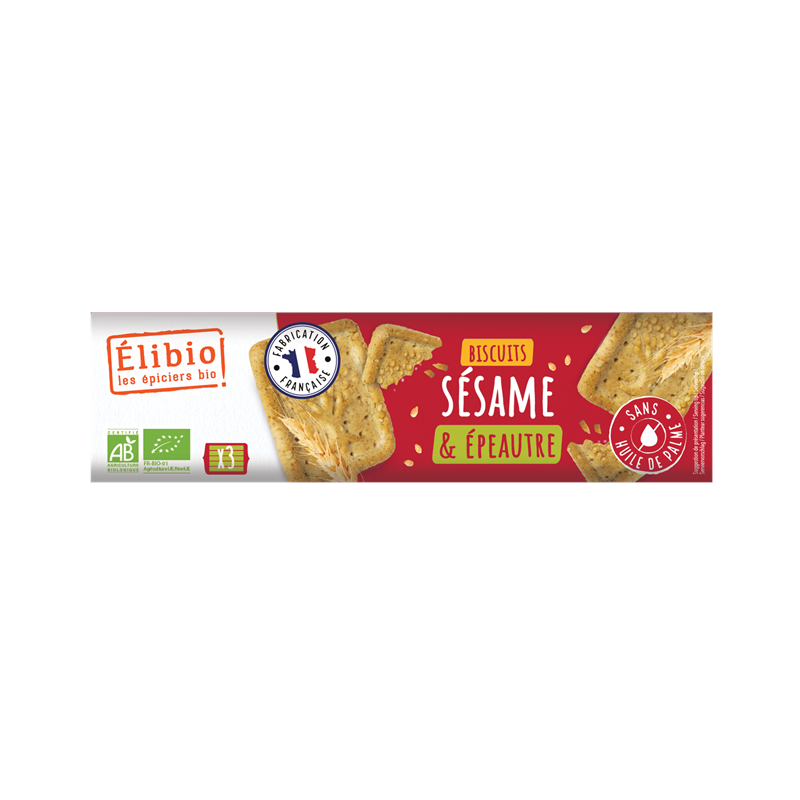 Biscuits sésame & épeautre, 150g, Elibio