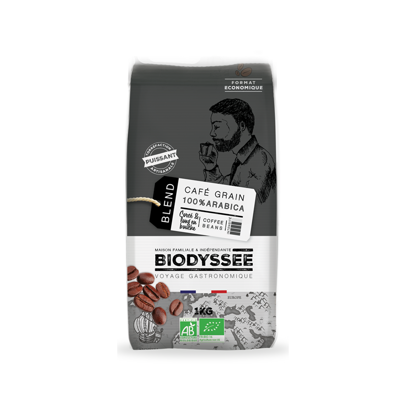 Café 100% arabica grain corsé 1kg, Biodyssee