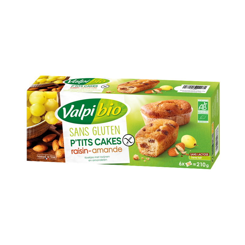 Cakes raisin-amande, sans gluten,  210g, Valpibio