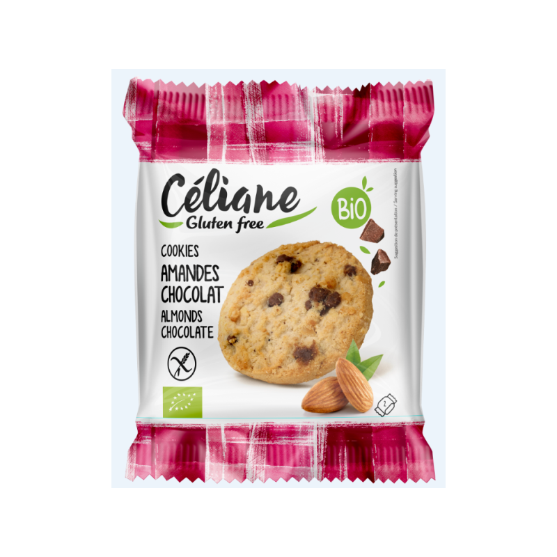 Cookies snack amande chocolat, SANS GLUTEN, 50g, Céliane