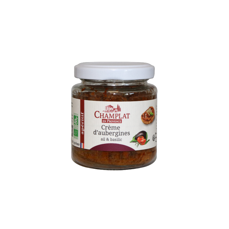 Crème d'aubergines ail et basilic 110g, Champlat
