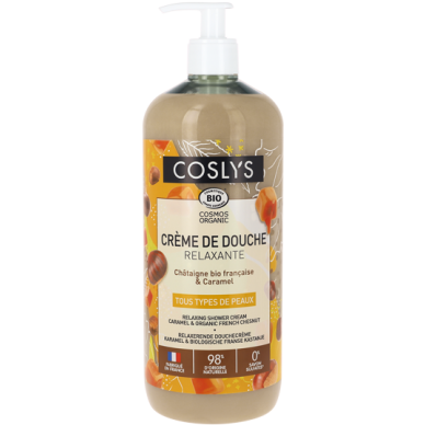 Crème de douche relaxante - Châtaigne et caramel, 1 litre - Coslys