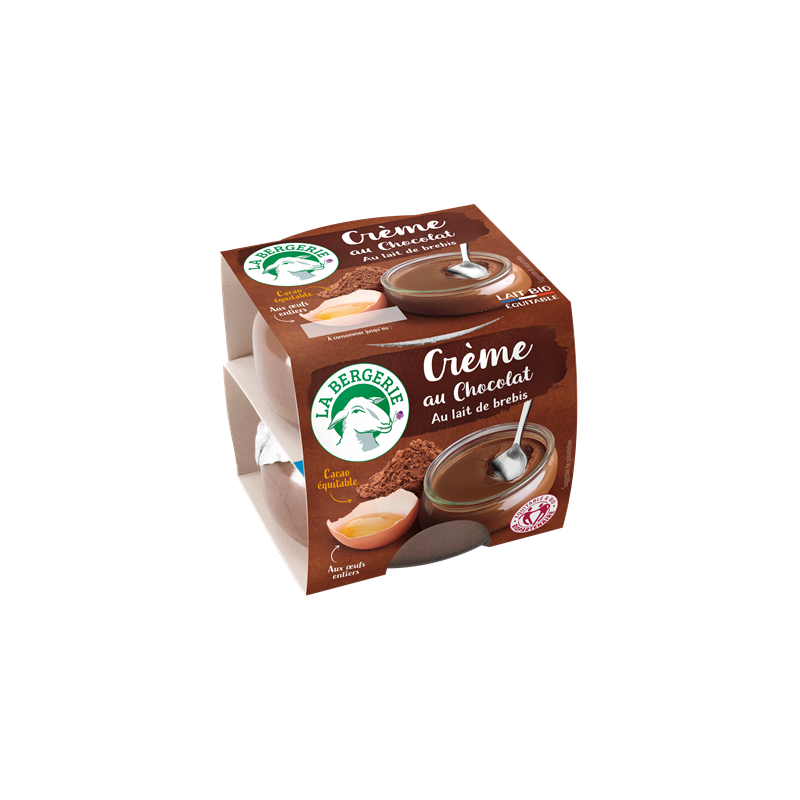 Crème renversée chocolat au lait de brebis 2 x 110g, La Bergerie