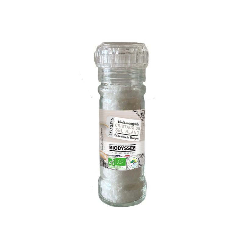 Cristaux de sel des Pyrenées en moulin 90g, Biodyssee