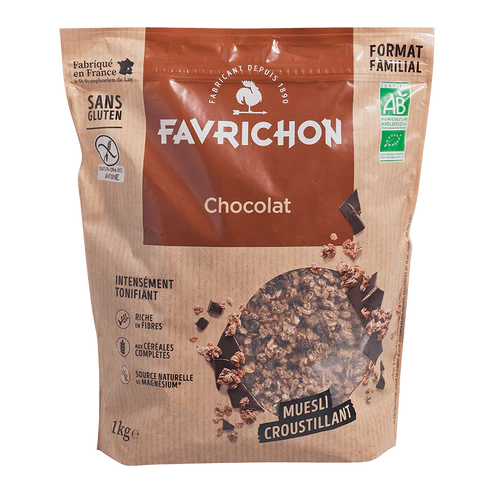 Muesli croustillant au chocolat FORMAT ECO , 1kilo, Favrichon