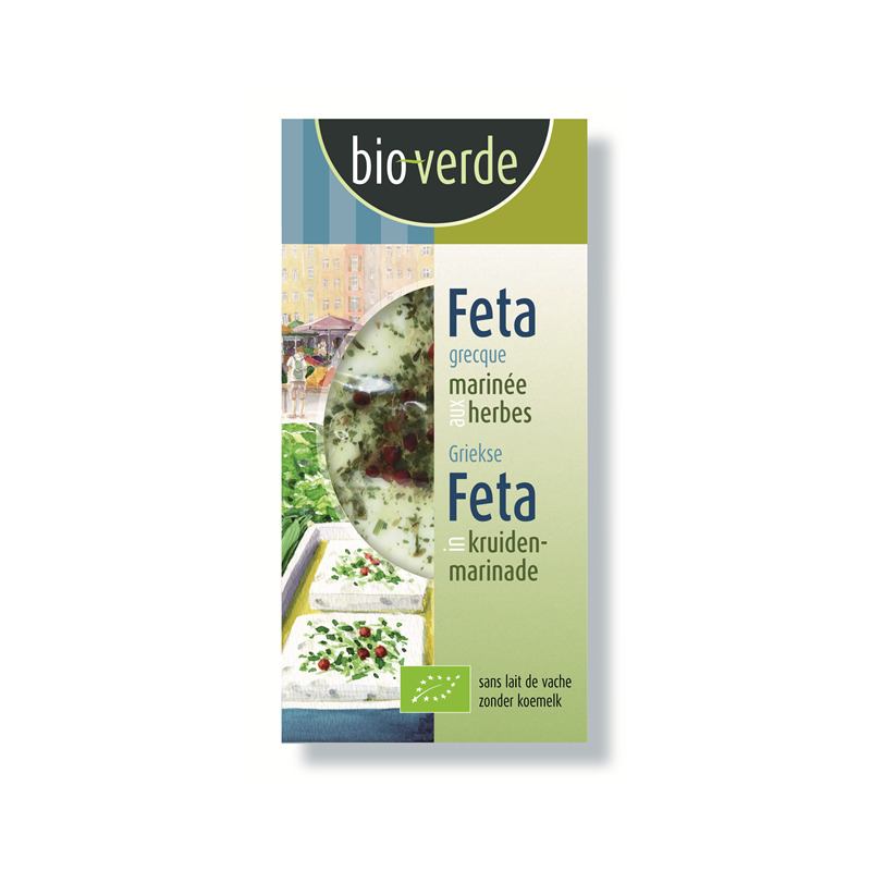Féta (fromage de brebis et chèvre grec) marinée aux herbes 150g, Bioverde