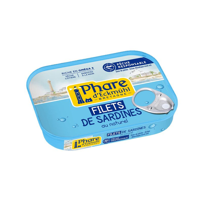 Filets de sardines pêche responsable au naturel 70g, Phare d'Eckmühl