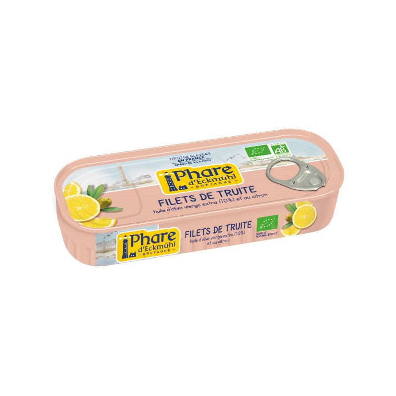 Filets de truite à l'huile d'olive vierge et au citron Bio 130g, Phare d'Eckmühl