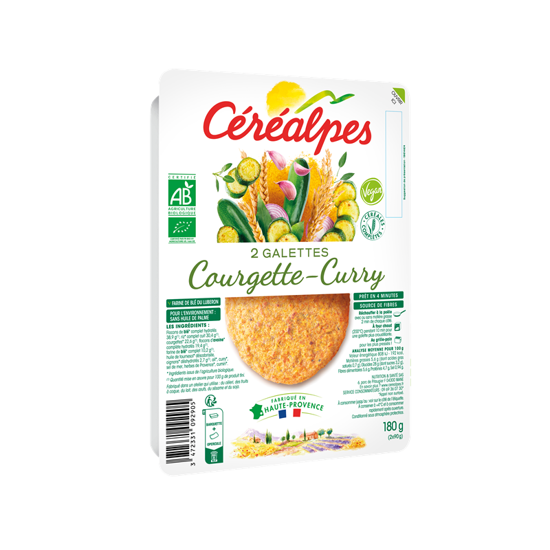 Céréalpes galettes courgette Curry, 180g