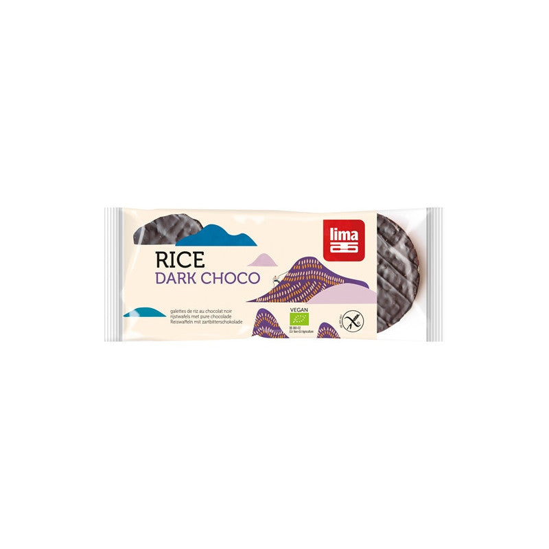 GALETTES DE RIZ NAPPÉES CHOCOLAT NOIR, 100g, Lima