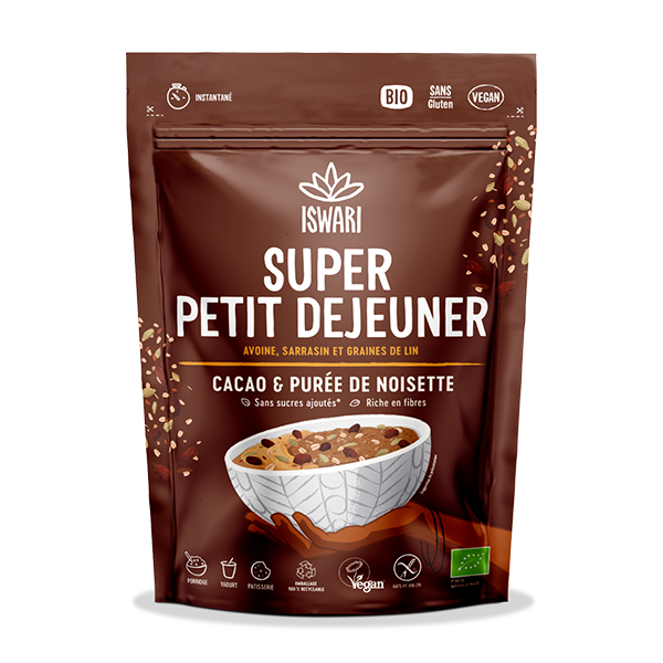 Super petit déjeuner, cacao purée de noisette, 360g, ISWARI