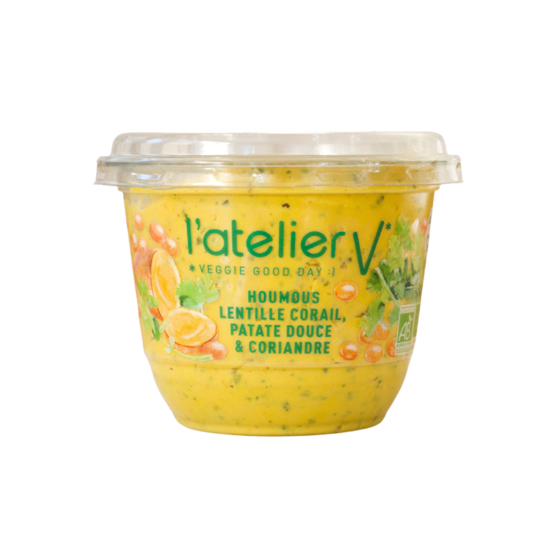 Houmous de lentille corail et coriandre, 150g, l'Atelier V