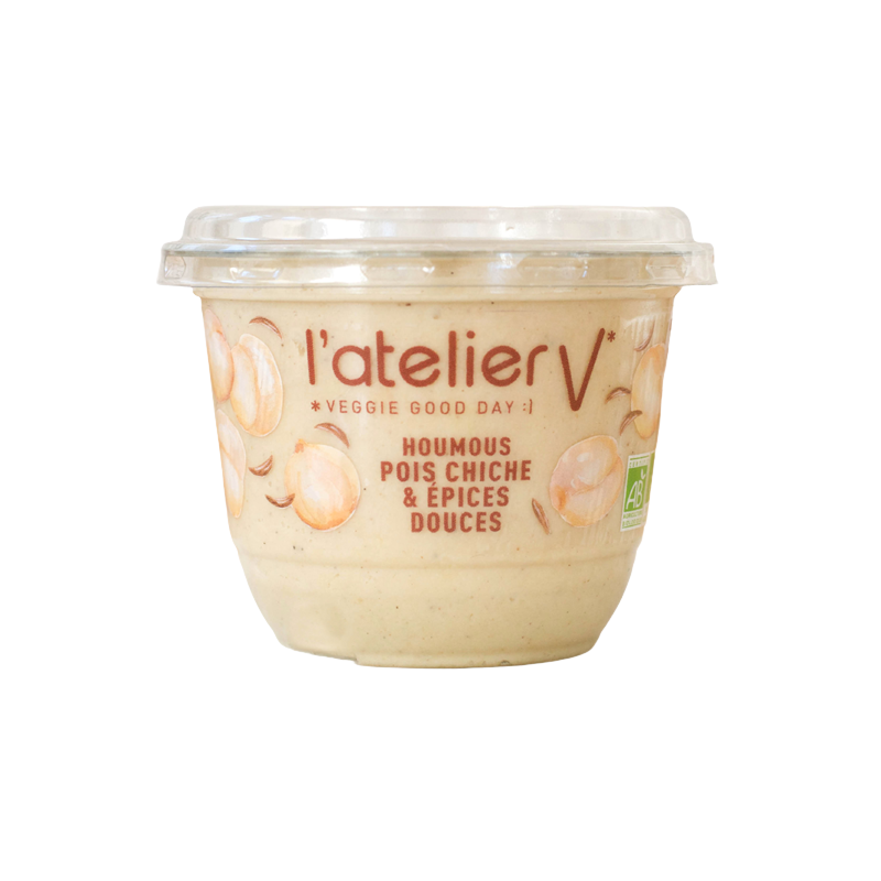 Houmous aux pois chiches France et épices douces, 150g, l'Atelier V