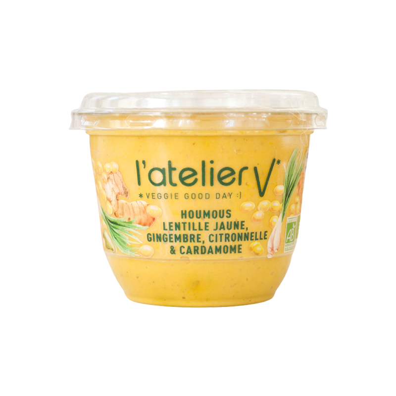 Houmous de lentille jaune gingembre citronnelle, 150g, l'Atelier V