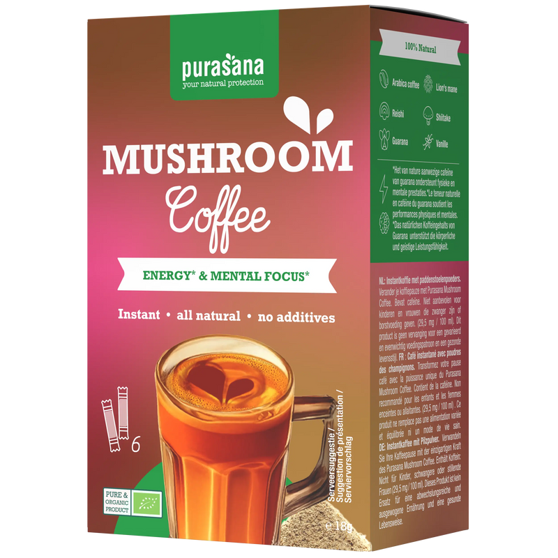 Mushroom coffee instantané 6 x 3 g (18 g),Purasana