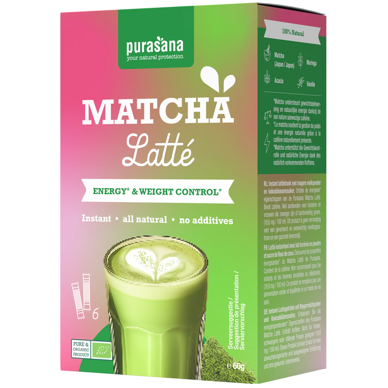 Matcha latté instantané 6 x 10 g (60 g),Purasana