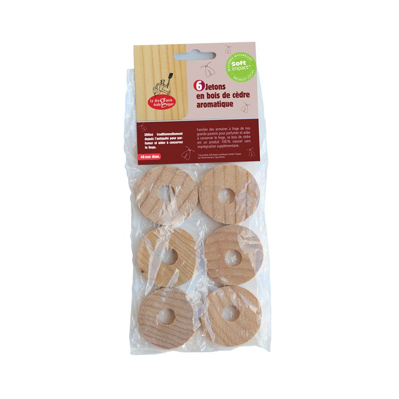 Jetons en cèdre en sachet de 6, La Droguerie Ecologique