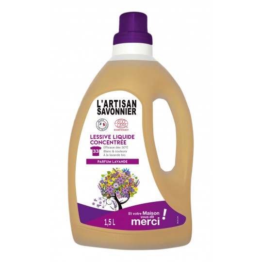 LESSIVE LIQUIDE CONCENTRÉE LAVANDIN, 1500ML, L' ARTISAN SAVONNIER