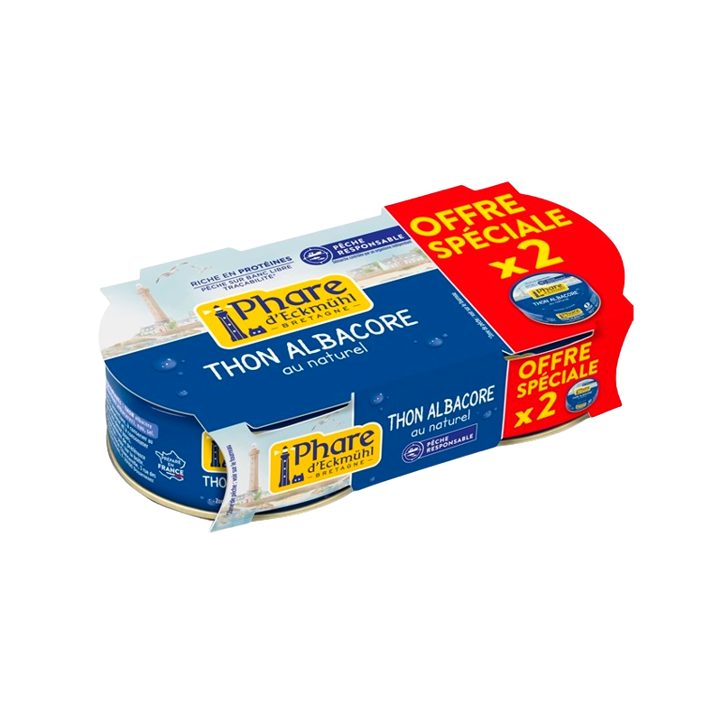 Lot de thon albacore naturel 2x112g, Phare d'Eckmühl