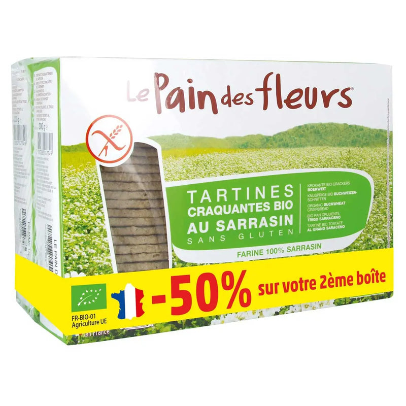 Tartines Craquantes Bio au sarrasin , lot de 2, 600g, le Pain des Fleurs