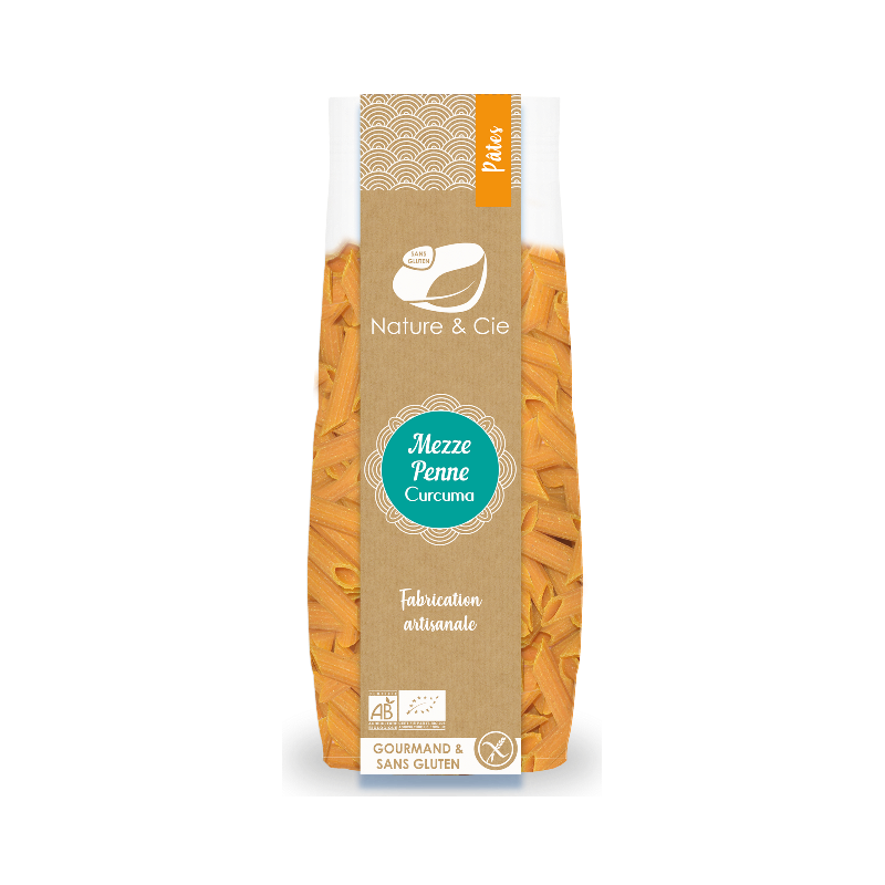 Mezze penne au riz, au curcuma et au poivre sans gluten 250g, Nature et Cie