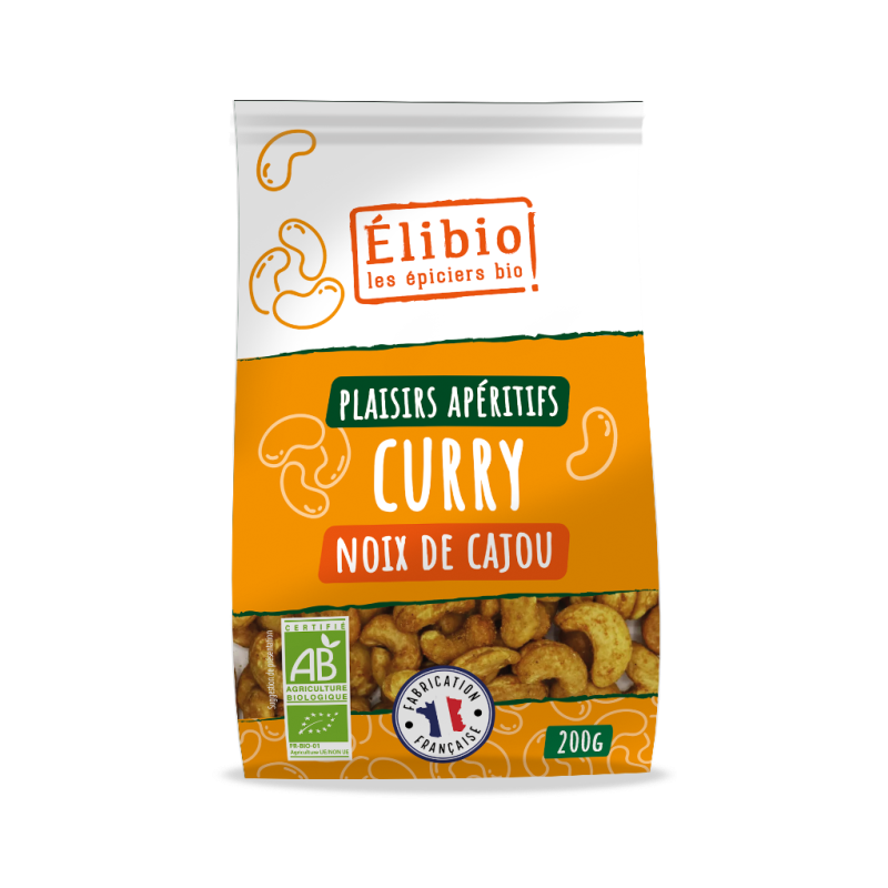 Noix de cajou toastées curry 200g, Elibio