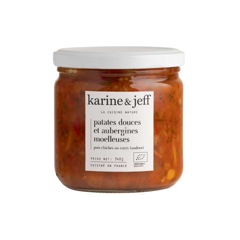 Patates douces aubergines moelleuses et pois chiches tandoori, 340g, Karine & Jeff