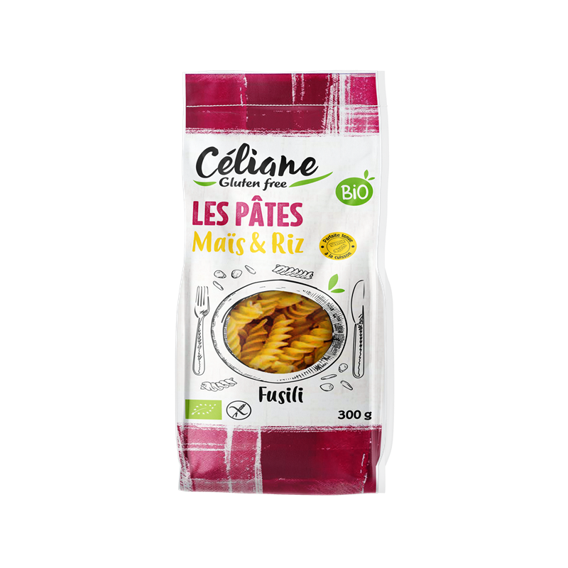 Pâte fusilli riz maïs, sans gluten, 300g, Céliane