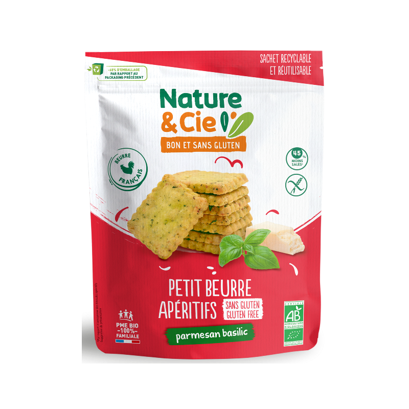 Petit-beurre apéritif au parmesan et basilic 80g, Nature et Cie