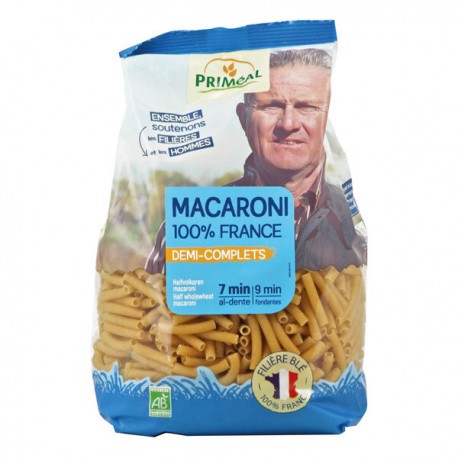 Macaroni demi complet 100% France, 500g, Priméal