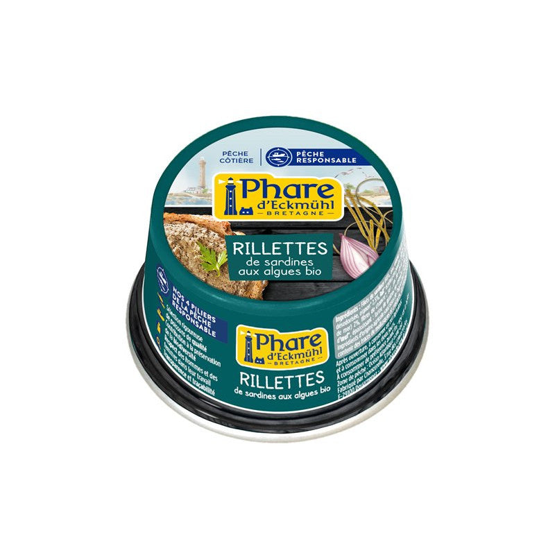 Rillettes de sardines pêche responsable" aux algues bio 120g", Phare d'Eckmühl