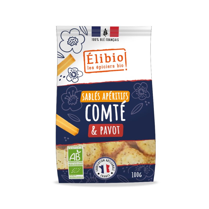 Sablés comté pavot 100g, Elibio