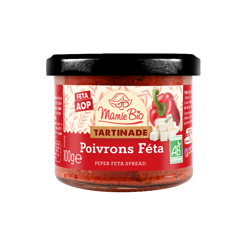 TARTINADE POIVRONS FÉTA AOP, 100G, Mamie Bio