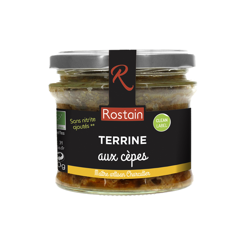 Terrine aux cepes, 180g, Rostain
