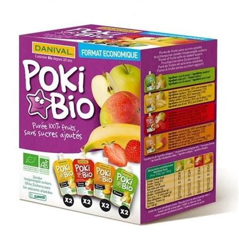 Gourdes de compotes, assortiment, 8X90g, Danival